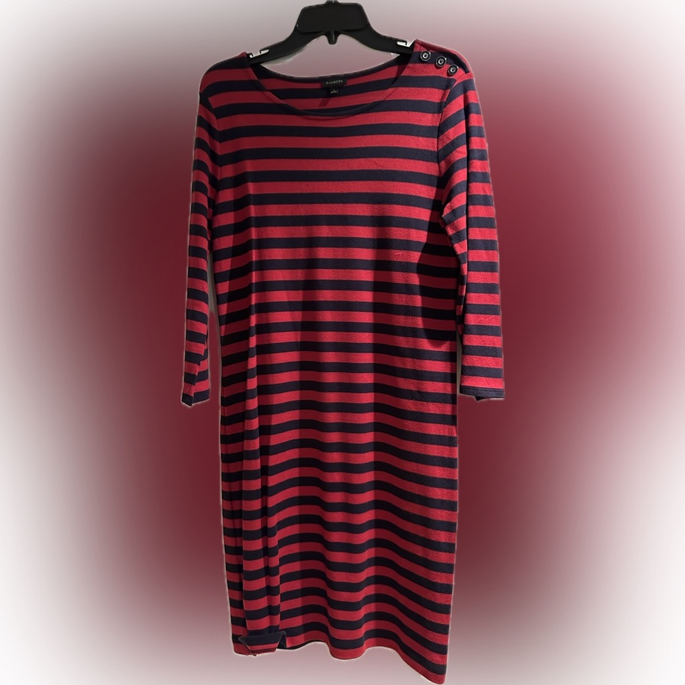 Talbots red and blue knit dress